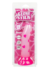 Glow Stick Heart Silicone Glow in the Dark Dildo with Suction Base - Pink